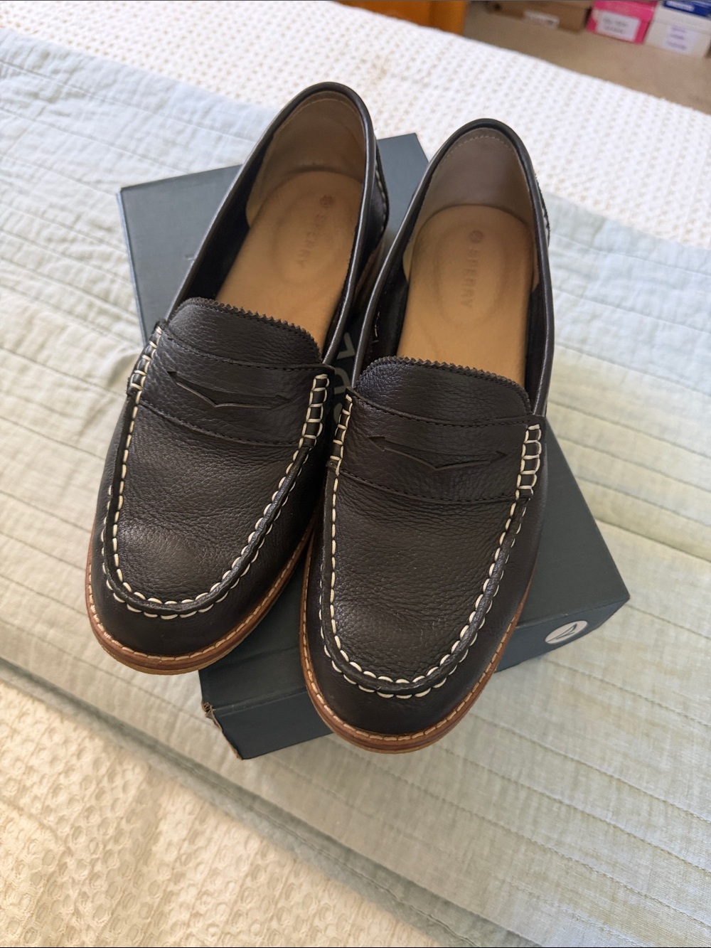 Sperry black seaport penny core loafers